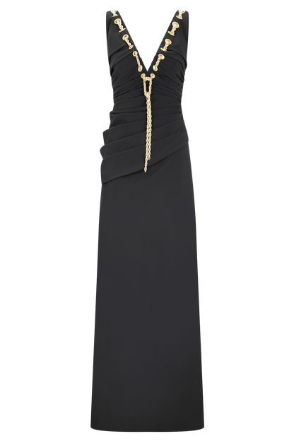 Axton Low Neck Maxi Dress - Black
