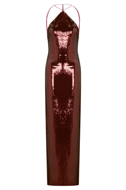 Baldwin Sequin Cut Out Maxi Dress - Mahogany
