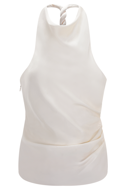 Bianca Satin Halter Top - Ivory
