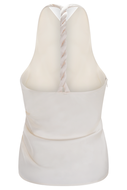 Bianca Satin Halter Top - Ivory