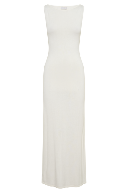 Boston Boat Neck Sleeveless Midi Dress - Ivory
