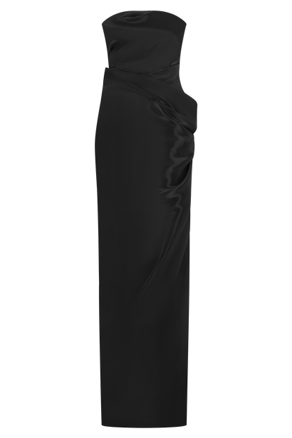 Calliope Strapless Organza Maxi Dress - Black