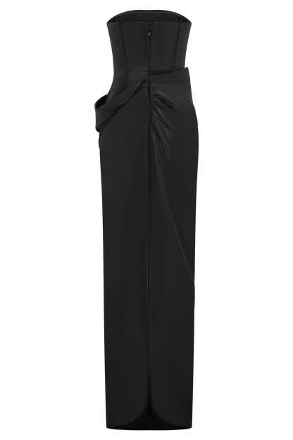 Calliope Strapless Organza Maxi Dress - Black