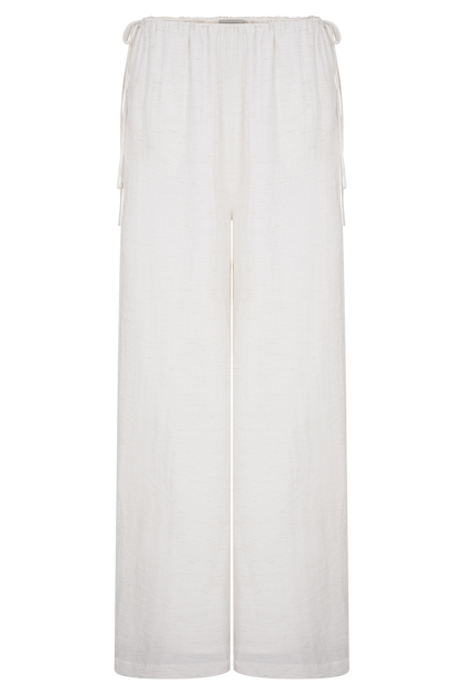 Callum Drawstring Straight Leg Pants - White