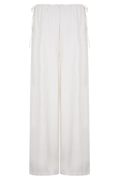 Callum Drawstring Straight Leg Pants - White