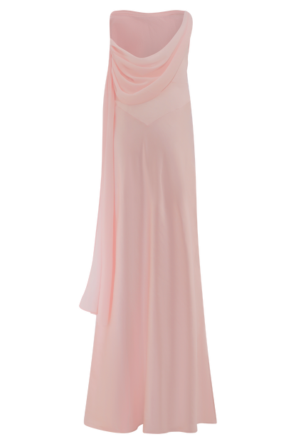 Carah Satin And Chiffon Maxi Dress - Pale Pink