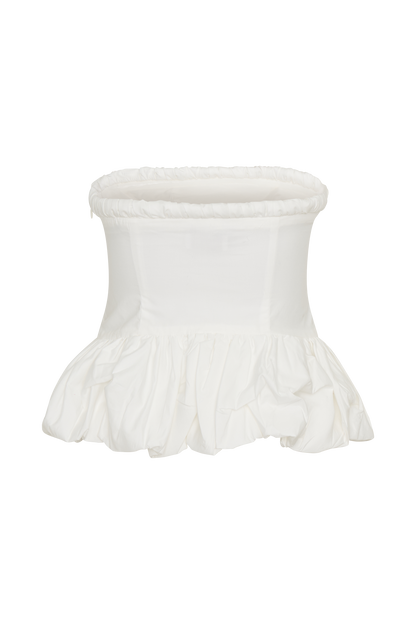 Cora Ruched Strapless Top - White