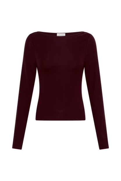 Coraline Long Sleeve Sheer Top - Burgundy