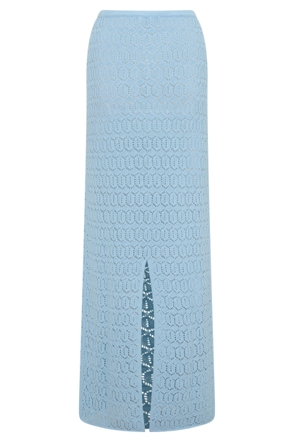 Courtney Crochet Knit Maxi Skirt - Pale Blue
