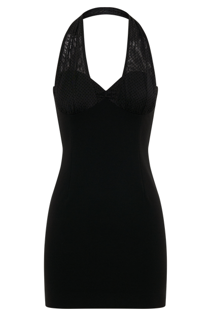 Cressida Crepe Halter Mini Dress - Black