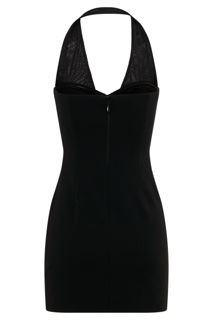 Cressida Crepe Halter Mini Dress - Black