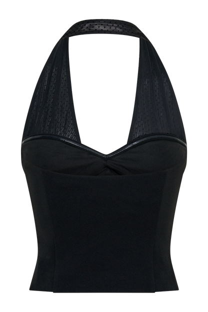 Cressida Crepe Halter Top - Black