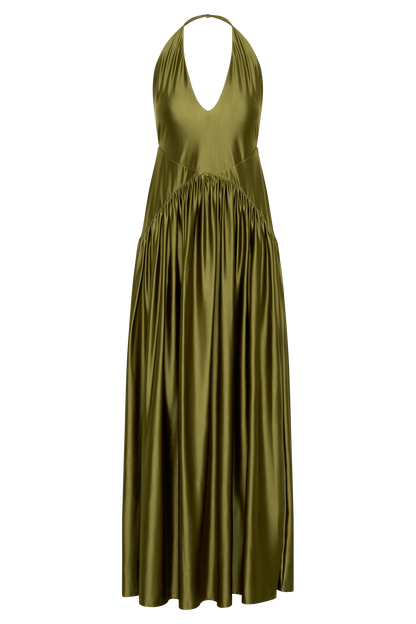 Cypress Halter Maxi Dress - Olive