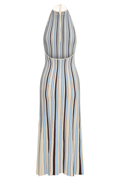 Dalani Halterneck Knit Midi Dress - Blue/Chocolate