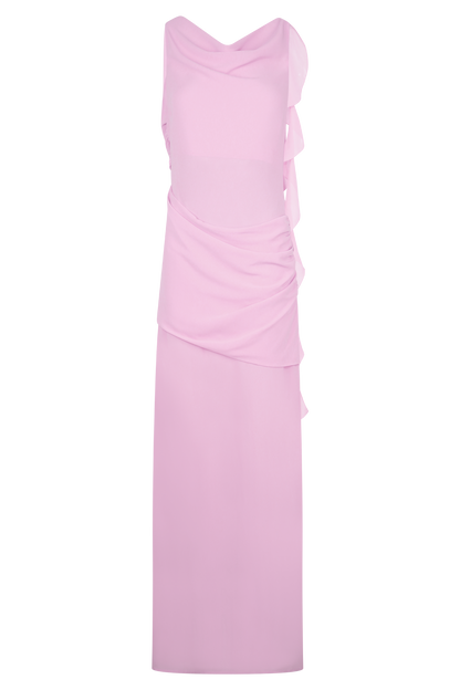 Daria Draped Chiffon Maxi Dress - Light Lilac