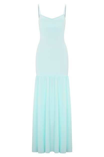 Deanne Bandage And Chiffon Knit Maxi Dress - Blue