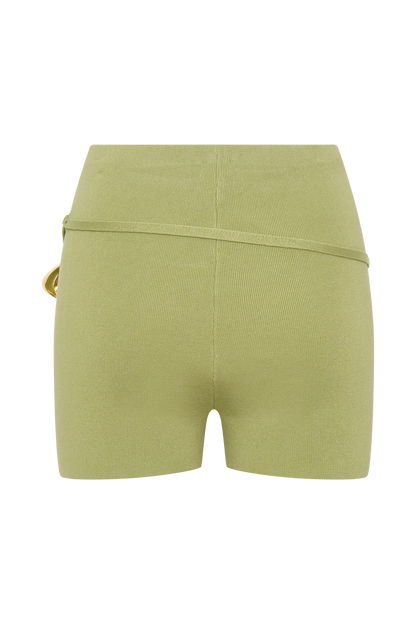 Dimitri Mini Knit Shorts With Belt - Light Olive