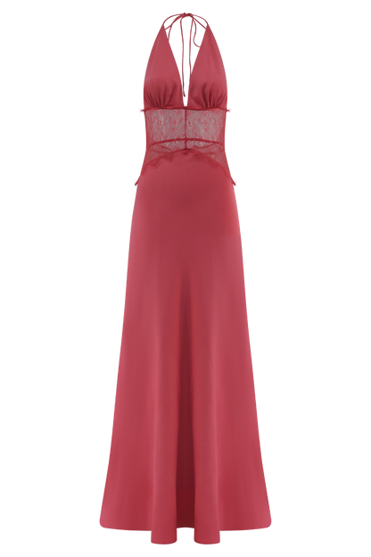 Dinah Lace And Satin Maxi Dress - Blush Rose