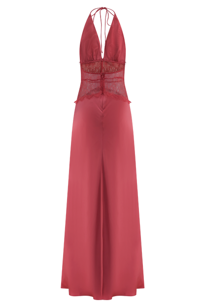 Dinah Lace And Satin Maxi Dress - Blush Rose