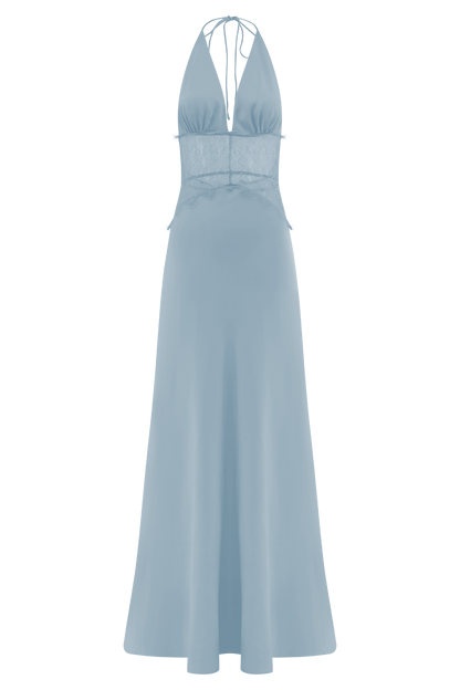 Dinah Lace And Satin Maxi Dress - Cornflower Blue