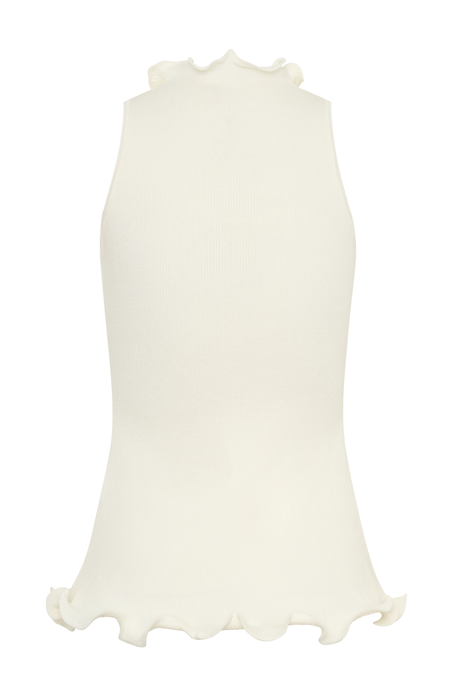 Diya Ribbed Sleeveless Top With Wire Hem - Ivory