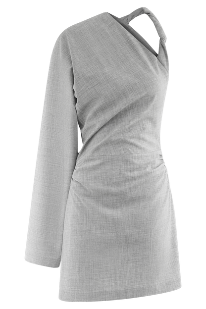 Dorian Twist Shoulder Mini Dress - Charcoal Marle