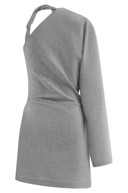 Dorian Twist Shoulder Mini Dress - Charcoal Marle