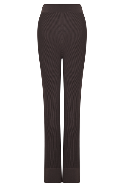 Elodie Ribbed Knit Pants - Chocolate