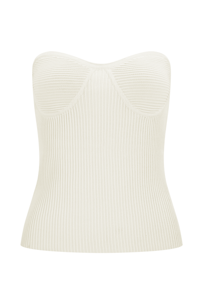 Elodie Strapless Cupped Knit Top - Ivory