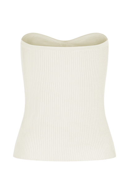 Elodie Strapless Cupped Knit Top - Ivory