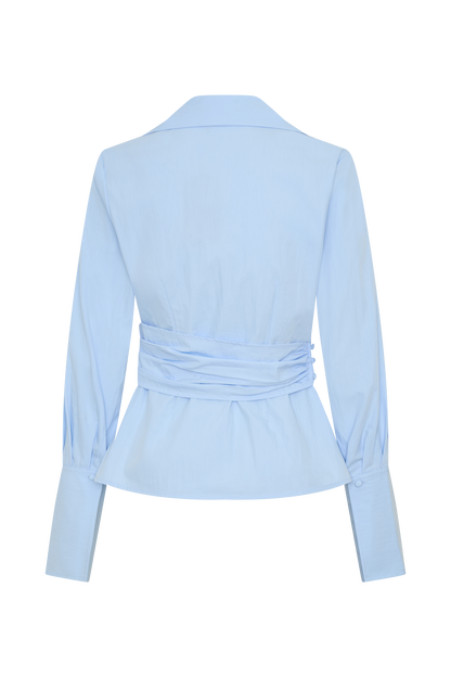 Eugenia Wrap Cotton Shirt - Blue