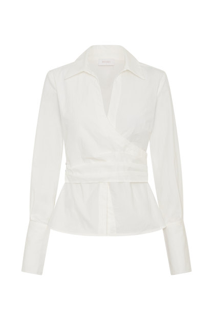 Eugenia Wrap Cotton Shirt - White