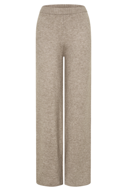 Evan Knit Wide Leg Pants - Beige Marle