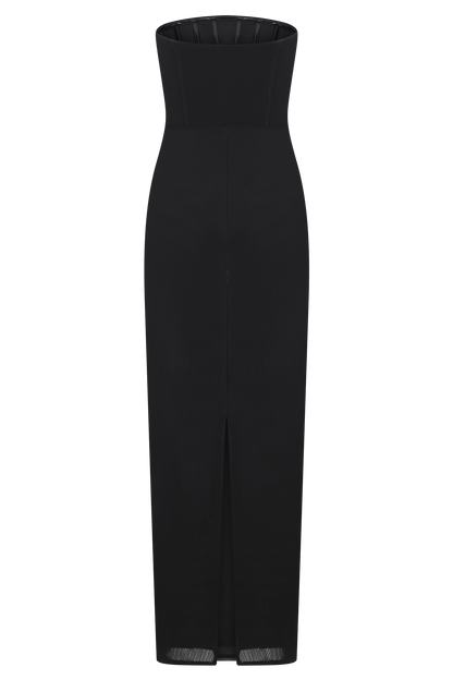 Gemma Strapless Mesh Maxi Dress - Black