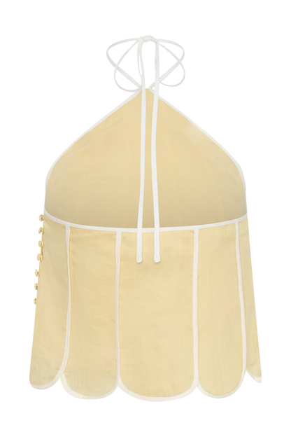Georgia Panelled Halter Sleeveless Top - Butter