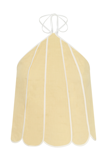 Georgia Panelled Halter Sleeveless Top - Butter