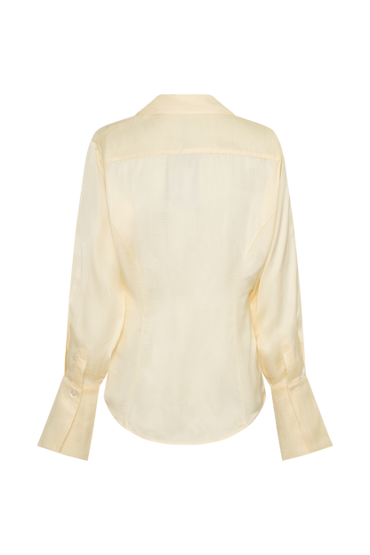 Gia Long Sleeve Satin Shirt - Buttermilk
