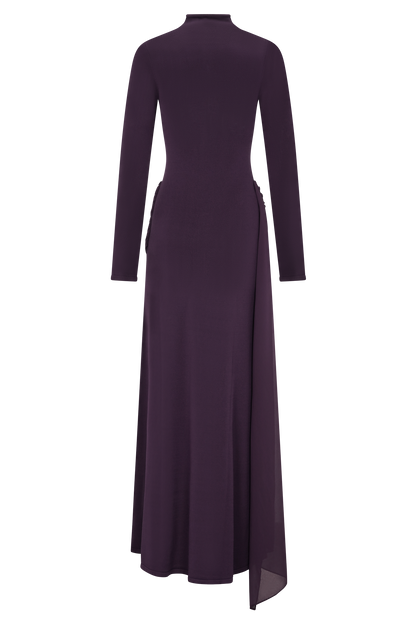 Grayson Knit Chiffon Maxi Dress - Plum