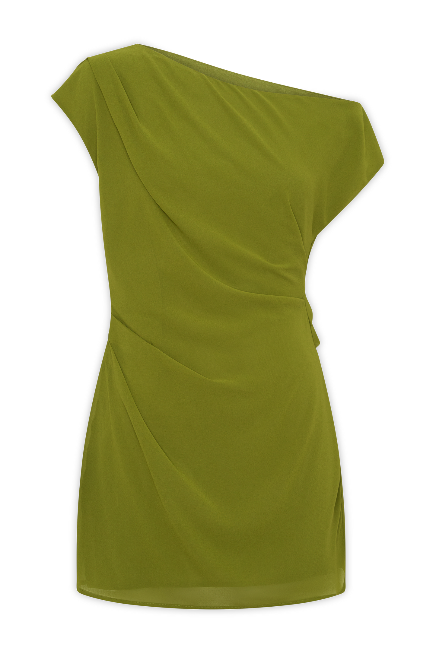 Hannah Asymmetric Neckline Mini Dress - Olive