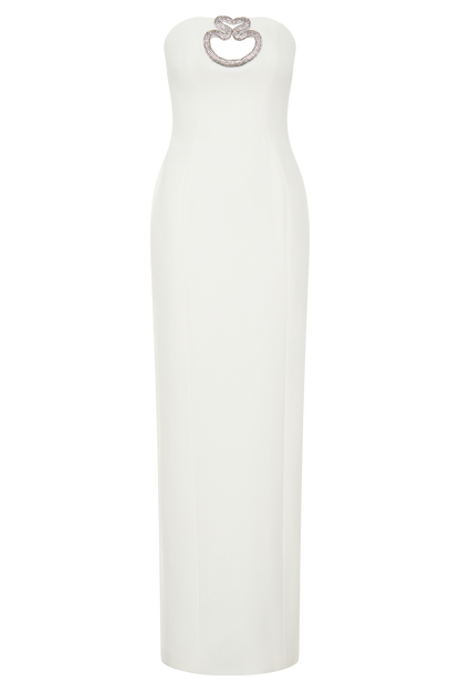 Hilda Embellished Strapless Maxi Dress - White
