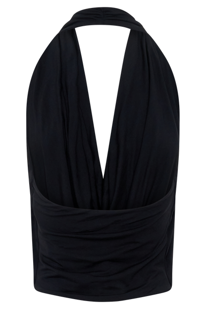 Huyen Cowl Front Modal Top - Black