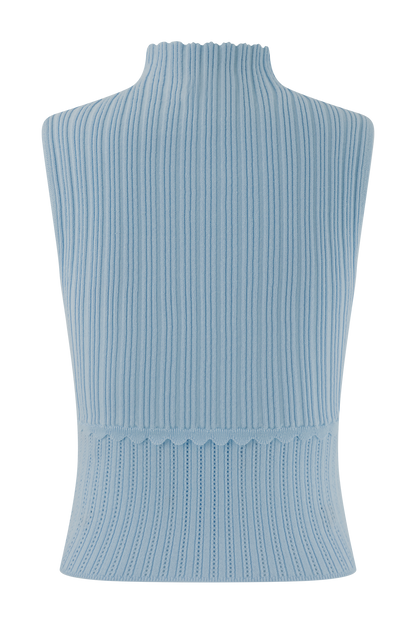 Indy Pointelle Knit Top - Cornflower Blue