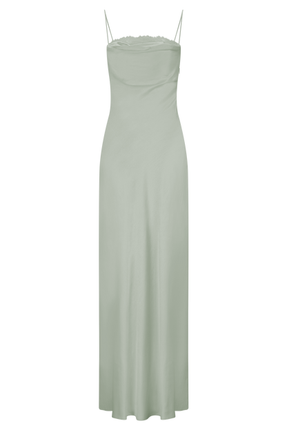 Isadora Lace & Satin Maxi Dress - Sage