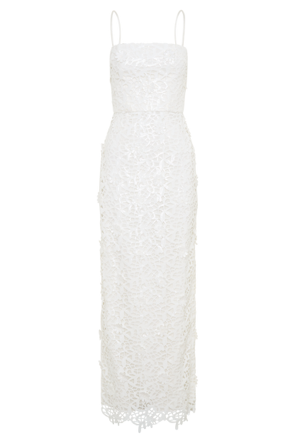 Josefa Sequin Lace Maxi Dress - White