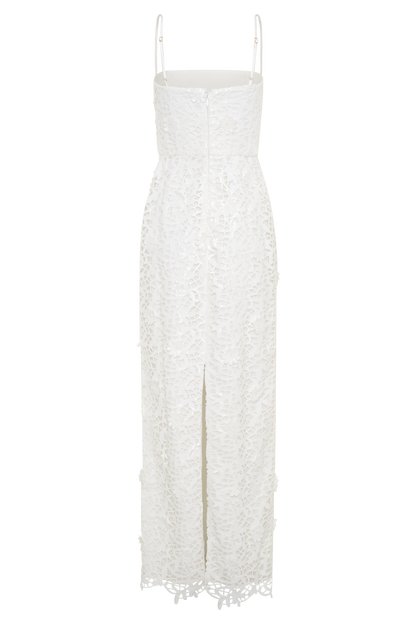 Josefa Sequin Lace Maxi Dress - White
