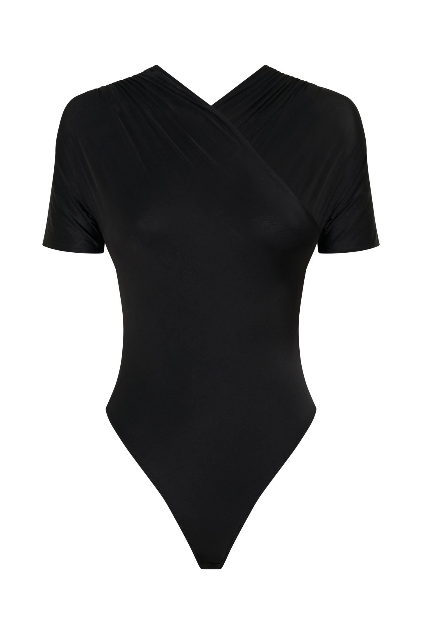 Junie Shortsleeve Cross-Over Bodysuit - Black