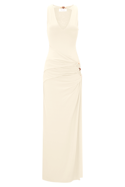 Kaiden Slinky Beaded Maxi Dress - Ivory