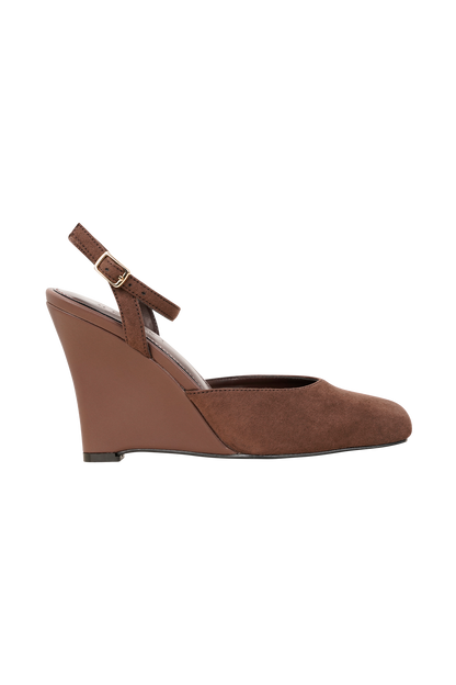 Kaleen Faux Suede Wedge Heel - Chocolate