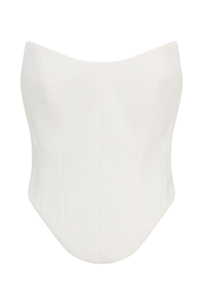 Karina Strapless Scuba Corset  - White