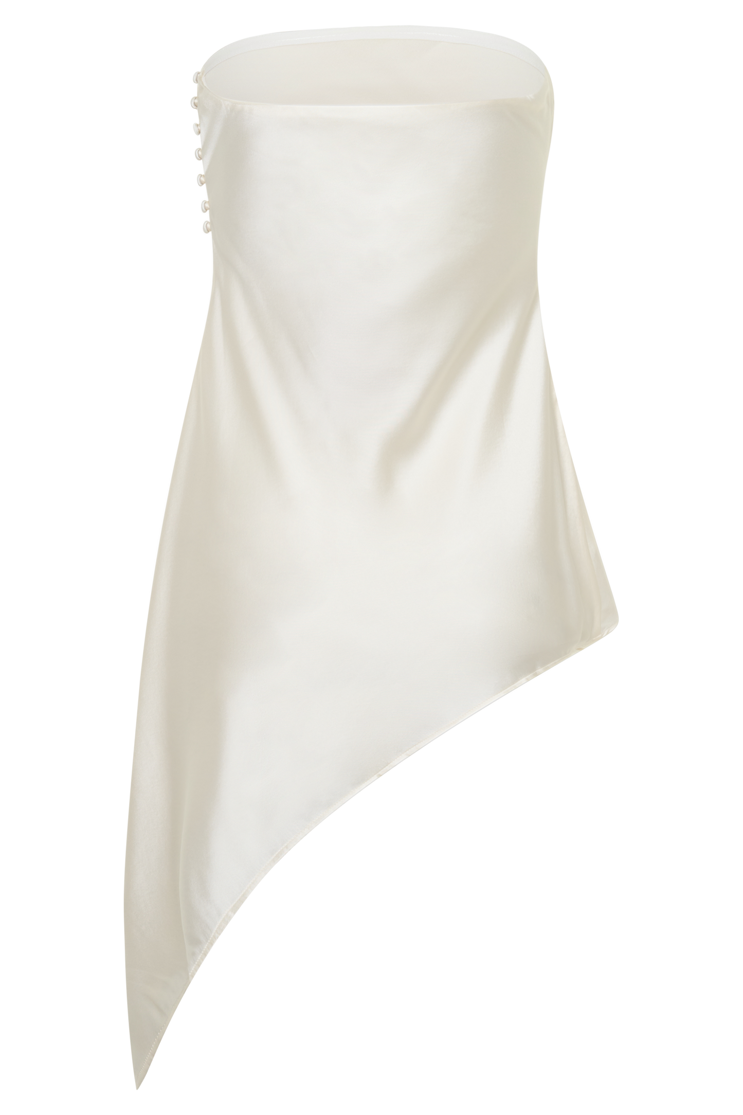 Kayla Silk Blend Strapless Asymmetric Top - Ivory